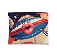 Surreal Pop Art - Bolsa de maquillaje con cremallera para mujer, organizador portátil de lona pequeño, regalo de vacaciones de viaje de verano, Varios colores, 7x9 Inch, OVNI