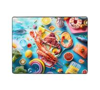Surreal Seafood Extravaganza - Alfombras para decoración de sala de estar, alfombras suaves y lavables para dormitorio, alfombra de interior de 63 x 48 pulgadas para dormitorio y sala de estar