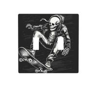Surreal Skeleton On Skateboard - Cubierta de luz de doble banda, placa de pared, decoración de interruptor de pared, tamaño estándar, 11,4 x 11,4 cm