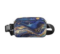 Surrealism A Vast River Of Blue and Gold Stars - Cangurera para mujeres y hombres, mini bandolera cruzada con correa ajustable para viajes, compras, correr, surrealismo Un vasto río de estrellas
