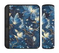 Surrealism Fairies Butterfly Electric Blue Gold - Paquete de 2 almohadillas para correa de asiento de coche, protege tu cuello y hombros, almohadillas para cinturón de seguridad para la mayoría de los