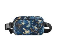 Surrealism Fairies Butterfly Electric Blue Gold - Riñonera de moda para mujeres, hombres, adolescentes, pequeña bolsa cruzada con correa ajustable para viajes, gimnasio y trabajo