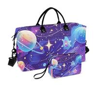 Surrealism - Juego de 2 bolsas de viaje con correa ajustable y diseño de planeta cósmico colorido, Surrealismo Colorido planeta cósmico, 1 size