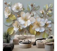 Surrealismo Murales Papel Pintado Planta Flores 3D Hojas 300 x 210 cm Fotomurale Tejido No Tejido, Gris Papel Tapiz Fotográfico - Salon Dormitorio Oficina Hotel Decorativos Murales