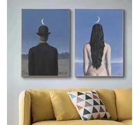 Surrealismo René Magritte Abstracto Minimalista Arte de Pared Impresión Lienzo Pintura Pósteres para Sala de Estar Decoración Moderna del Hogar 60x90cm-2 piezas Sin Marco