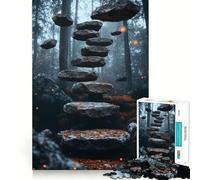 Surrealismo Un Sendero en el Bosque Lleva a una Escalera_ Rompecabezas de 1000 Piezas para Adultos Regalos Refuerza la Memoria Tiempo Sereno Calidad Borde Deseo de Papá Noel Artículo 38x26cm