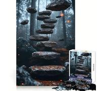 Surrealismo Un Sendero en el Bosque Lleva a una Escalera_ Rompecabezas de 1000 Piezas para Adultos Regalos Refuerza la Memoria Tiempo Sereno Calidad Borde Deseo de Papá Noel Artículo 38x26cm