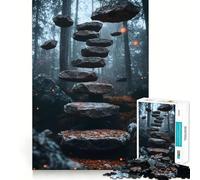 Surrealismo Un Sendero en el Bosque Lleva a una Escalera_ Rompecabezas para Adultos 1000 Piezas Juguete Que desafía la Mente Diversión silenciosa Arte de Pared de Corte preciso Decoración 38x52cm