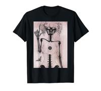 Surrealista Figura Anatómica Gótico Oculto Abstracto Línea Art Il Camiseta gráfica económica, Hombre, Negro, XL