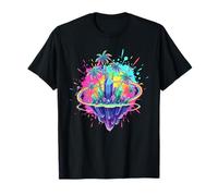 Surrealista Isla de Cristal Flotante Vaporwave Paradise Camiseta