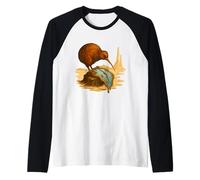 Surrealista Kiwi Reloj Escena Camiseta Manga Raglan