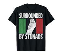 Surrounded by Stunads Funny Italian Hand Gesture Vintage Men Camiseta