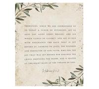 Surrounded by Witnesses Botanical Wall Art, Hebrews 12:1-2 Let Us Run Print, Inspirational Christian Quote for Hallway, Study, Living Room (Unframed,08x12inch(20x30cm))