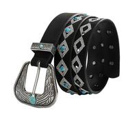 Surrycee Azul,105cm/waist:34"~36", Cinturones de Moda para Mujer, cinturón de Piel sintética Negra con Hebilla Grande, cinturón rústico para Pantalones Vaqueros, Regalo para Mujer, 28 mm de Ancho.