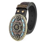 Surrycee Cinturones con hebilla de cuero occidental Cowboy Cowgirl Cinturón grabado floral Cinturones en relieve para hombres Mujeres, 38mm de ancho, múltiples opciones,Flower,125cm/waist:42"~44"