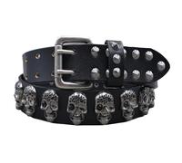 Surrycee Negro,105cm(34"~36"), Cinturón con tachuelas de calavera para hombre y mujer, estilo punk rock, gótico, de cuero auténtico, para pantalones vaqueros, estilo hip hop, 3,8 cm de ancho