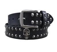 Surrycee Negro,115cm(38"~40"), Cinturón de cuero genuino con tachuelas de calavera y ojo de diamante para hombre y mujer, estilo gótico punk rock, para pantalones vaqueros, 3,8 cm de ancho