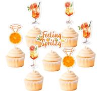 Sursurprise Aperol Spritz - 36 piezas de decoración para cupcakes, decoración de despedida de soltera, cóctel, despedida de soltera, compromiso, boda, suministros de fiesta de cítricos naranjas