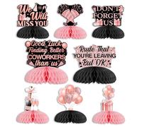 Sursurprise Centros de mesa de despedida de compañero de trabajo de oro rosa y negro, 8 piezas de decoración de mesa de buena suerte para encontrar mejores compañeros de trabajo que nosotros
