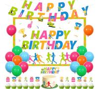Sursurprise Correr Cumpleaños Decoraciones de Fiesta, Maratón Runner Birthday Banner Backdrop Topper Run Race Cupcake Toppers Globos, Pista Running Cross Country Sports Fitness Bady Supplies