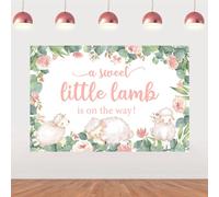 Sursurprise Decoración de Fiesta de Cordero, 1.5 x 0.9 m, telón de Fondo con Texto en inglés A Sweet Little Lamb Is On The Way, telón de Fondo de fotografía, Estudio fotográfico para niñas, ovejas