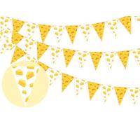 Sursurprise Decoración de fiesta temática de queso, 3 banderines triangulares para macarrones y queso, decoraciones de cumpleaños, suministros de fiesta