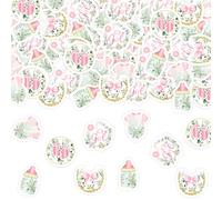 Sursurprise Decoraciones de baby shower verde salvia y rosa, 200 piezas, juego de confeti It's A Girl, decoración de mesa rosa rubor verde para baby shower, fiesta de revelación de género