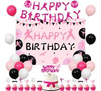 Sursurprise Decoraciones de cumpleaños de karate, telón de fondo de karate feliz cumpleaños, decoración de tartas, cupcakes, globos de taekwondo, decoración de fiesta, artes marciales, cinturón negro,