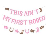 Sursurprise Decoraciones de fiesta de segundo cumpleaños occidental, This Ain't My First Rodeo Banner, Cowgirl Mexican Two Birthday Party Supplies