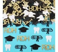 Sursurprise Decoraciones de graduación para dentistas, 200 piezas de confeti de fiesta de graduación RDH para mesa, felicitaciones dentistas, escuela dental, higiene dental, médico, suministros de