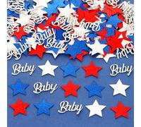 Sursurprise Decoraciones para baby shower del 4 de julio, 200 piezas de confeti de mesa de estrellas para rojo y blanco y debido baby shower, día de la independencia, revelación de género, anuncio de