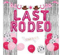 Sursurprise Last Rodeo - Decoración para despedida de soltera, guirnalda de vaquera occidental, globos rosa intenso, suministros para despedida de soltera