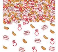 Sursurprise Same Weenie Forever Confetti, 200 piezas de hot dog y anillo de diamante para decoración de despedida de soltera, divertida decoración de despedida de soltera y suministros para la última