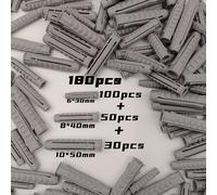 SurTido de 180 piezas de tacos de de plástico de varios tamaños (100+50+30), de 4 vías, anclajes de pared regulares y largos para decoración del hogar y bricolaje
