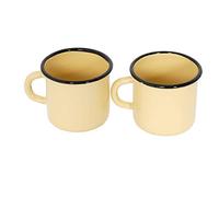 Surtido de 2 tazas en metal esmaltado - Amarillas - 250 ml - 8 cm