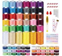 Surtido de 36 hilos de coser, 700 yardas de hilo para máquina de coser por rollo de hilo y 36 bobinas de hilo de calidad para máquinas de coser overlock