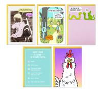 Surtido de 5 tarjetas divertidas de Pascua Hallmark Shoebox con sobres (gatos, pollos, serpientes y conejos de Pascua)