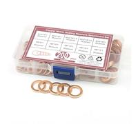 Surtido de Arandelas de Aplastamiento Junta Tapón de Drenaje de Aceite 200pcs Cobre M5-M14 Resistentes a la Corrosión para Uso Doméstico Reparación Automotriz Conexiones Eléctricas-1 Set