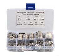 Surtido de arandelas planas de acero inoxidable 304 para proyectos de bricolaje, reparación del hogar, montaje de muebles y construcción (684 piezas)