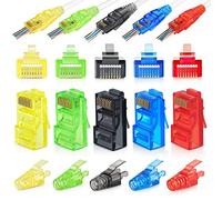 Surtido de colores RJ45 EZ Cat6 Pasar a través de conectores y cable de alivio de tensión, paquete de 50/50 (100 en total)