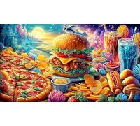 Surtido de Comida rápida con Hamburguesas, Papas Fritas, Pizza y Bebidas. Puzzle de 1000 Piezas para Adultos - Papel Reciclado Actividad para casa & Idea 38x52/1000pcs