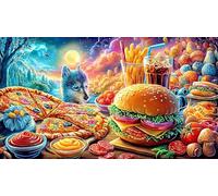 Surtido de Comida rápida con Hamburguesas, Papas Fritas, Pizza y Bebidas. Puzzle para Adultos de 1000 Piezas - Papel Reciclado Juego edugatoivo & Relajación Decoración de Pared 38x26/1000pcs