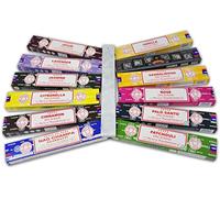 Surtido de Inciensos Aromáticos Premium + Incensario Mármol Blanco - 12 Paquetes de 15 g. - Incienso Natural Aromaterapia - Gran Duración Aroma Delicado