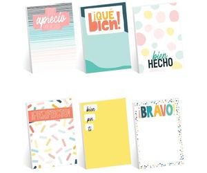 Surtido de notas adhesivas de agradecimiento español, juego de notas adhesivas reposicionables de 3 x 4 pulgadas, juego de 6 blocs de aliento bilingües, fabricado en Estados Unidos