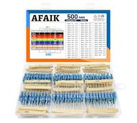 Surtido de resistencias de 1 W, 1 %, juego de 50 valores, 500 unidades, película de metal, kit de resistencia de 1 ohmios, 1 m ohmios, 1 W, paquete de resistencias electrónicas (A)