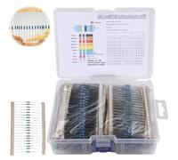 Surtido de resistencias de 1475 unidades, 52 valores, 0 ohmios a 5,6 m ohmios, 1/4 W, juego de resistencias de película metálica, kit de resistencia de alta precisión con 50 diodos IN4148 para