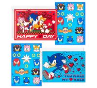 Surtido de tarjetas de San Valent n de Sonic the Hedgehog de Hallmark para ni os (24 tarjetas de San Valent n, 24 hojas de pegatinas y sobres)