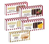Surtido Turrones Lacasa: 5 tabletas de turrón variadas: Duro, Chocolate y almendras, Arroz con leche, Crema catalana y Chocolate y avellanas