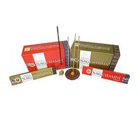 Surtido varillas de incienso: 180g Golden Nag Chandan + 180g Golden Nag Champa + 2 portainciensos