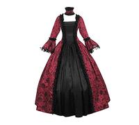 Surttan Vestidos Halloween Mujer Renacentista Gracioso Mujer de Bruja Reina Medieval Victoriana Vestido de Reina renacentista Vintage, Retro Maxi Vestido de Carnaval